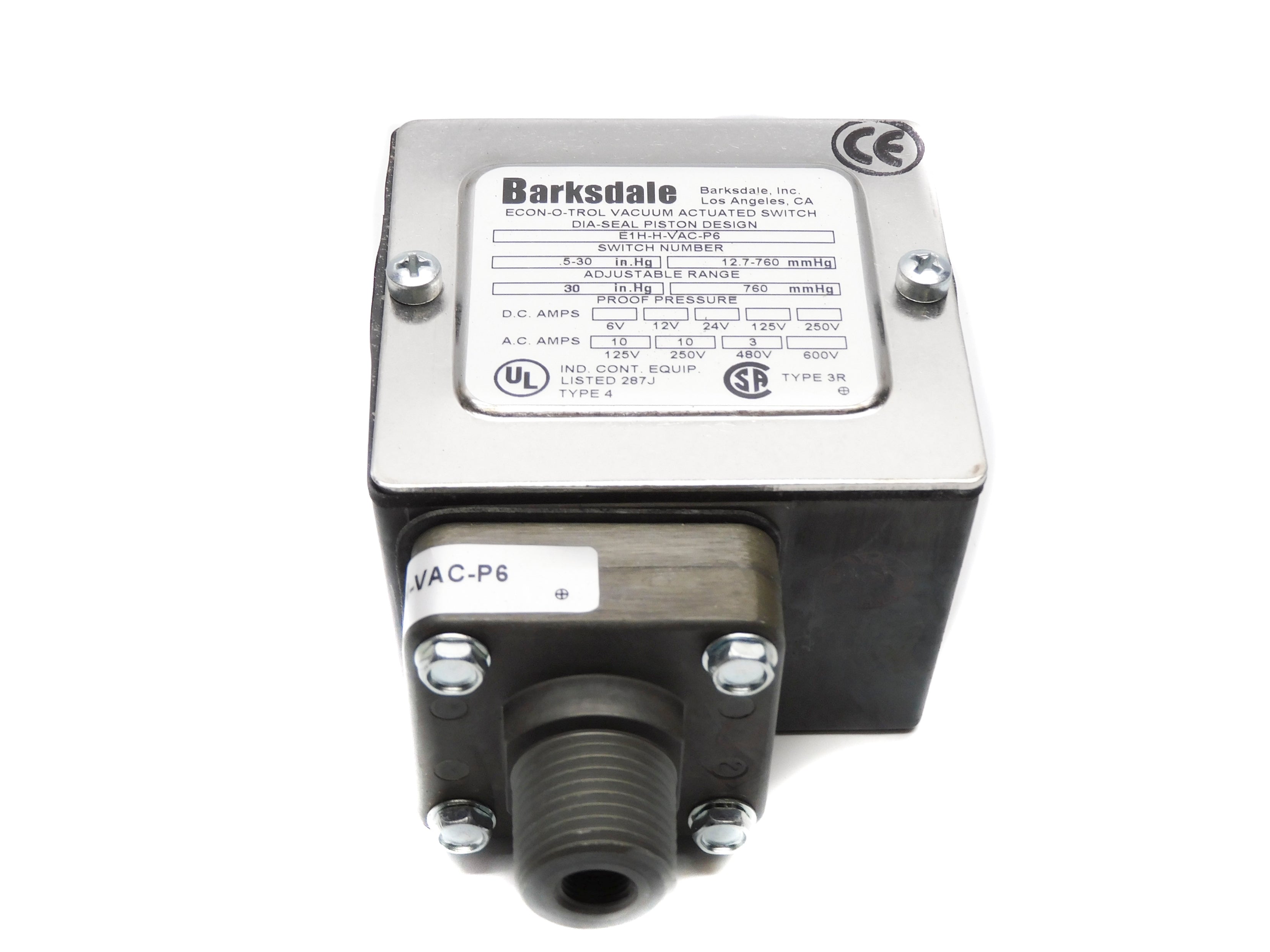 BARKSDALE E1H-H-VAC-P6 480VAC 3A .5-30INHG NSMP
