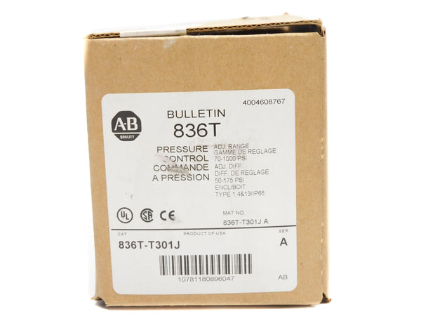 ALLEN BRADLEY 836T-T301J SER. A 120-600V 60A 70-1000PSI (BR/WH) NSMP
