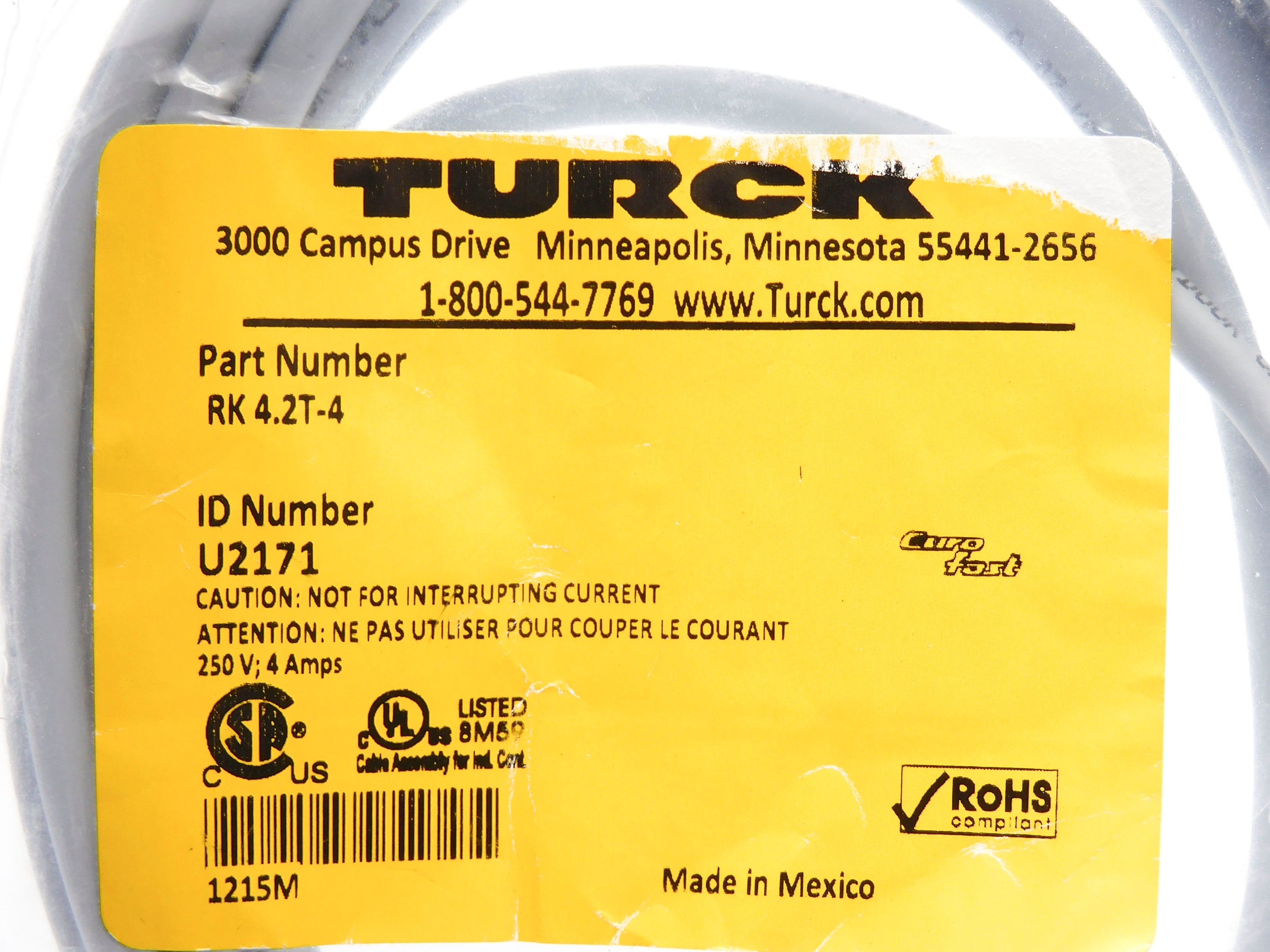 TURCK RK4.2T-4 U2171 250V 4A NSMP