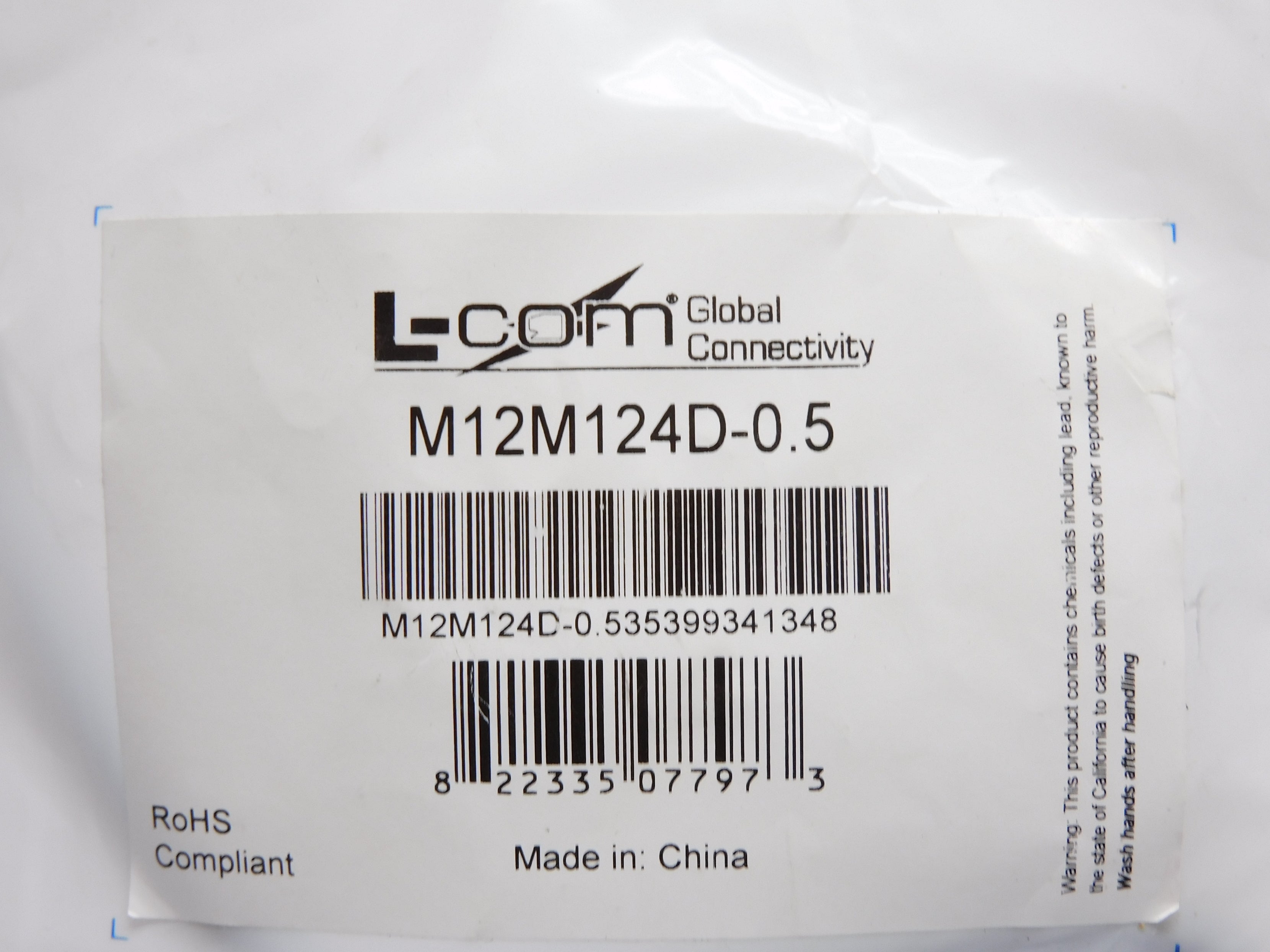 L-COM M12M124D-0.5 NSMP