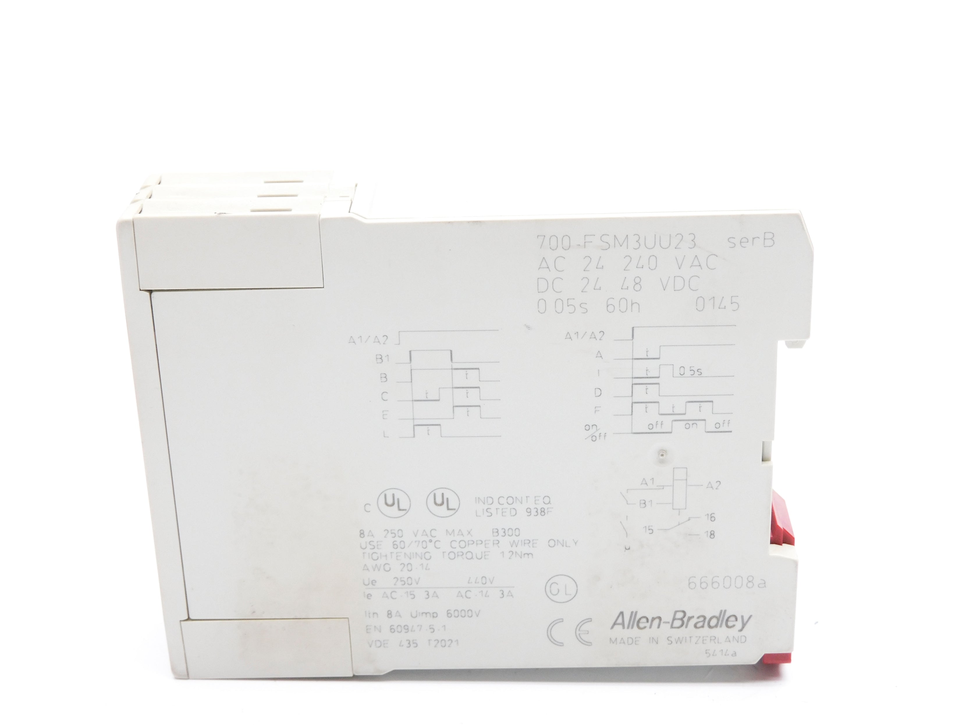 ALLEN BRADLEY 700-FSM3UU23 SER. B 24-240VAC 0.05S-60H (WH) NSMP