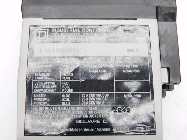 SQUARE D 8501XO40XLV02 SER. B 110/120V 20A NSMP