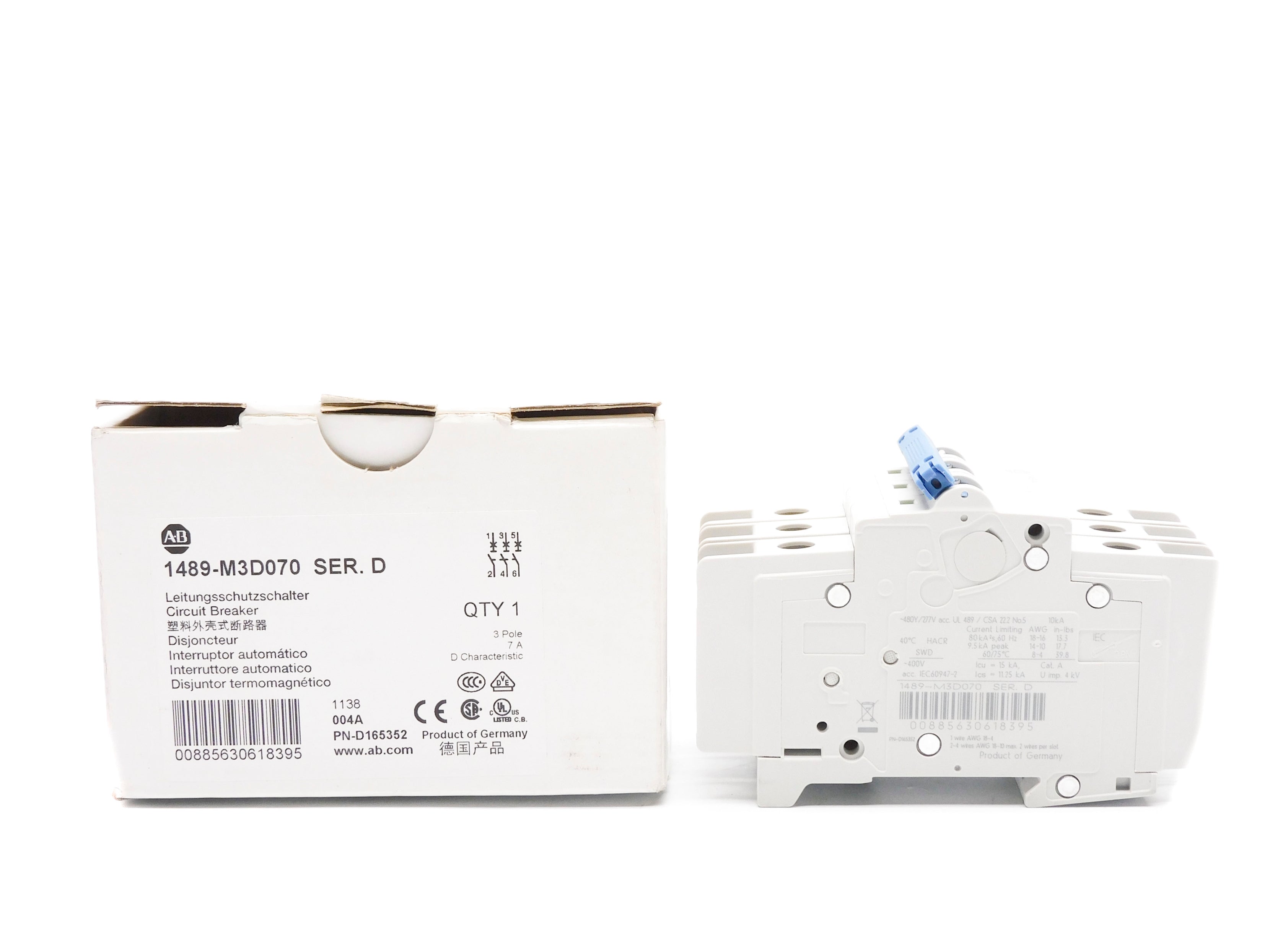 ALLEN BRADLEY 1489-M3D070 SER. D 7A 480/277V (WH) NSMP