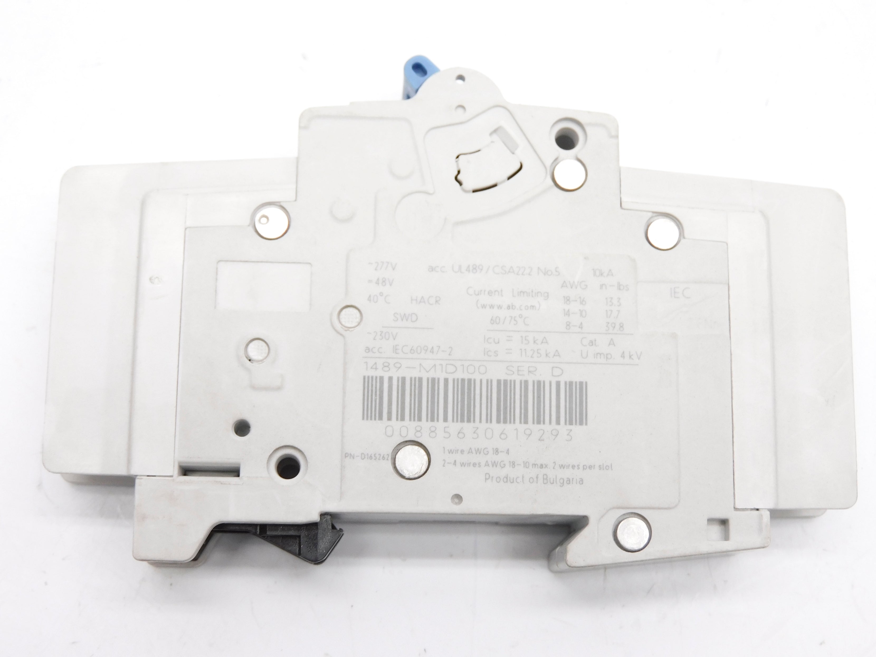 ALLEN BRADLEY 1489-M1D100 SER. D 277VAC 10A NSNP