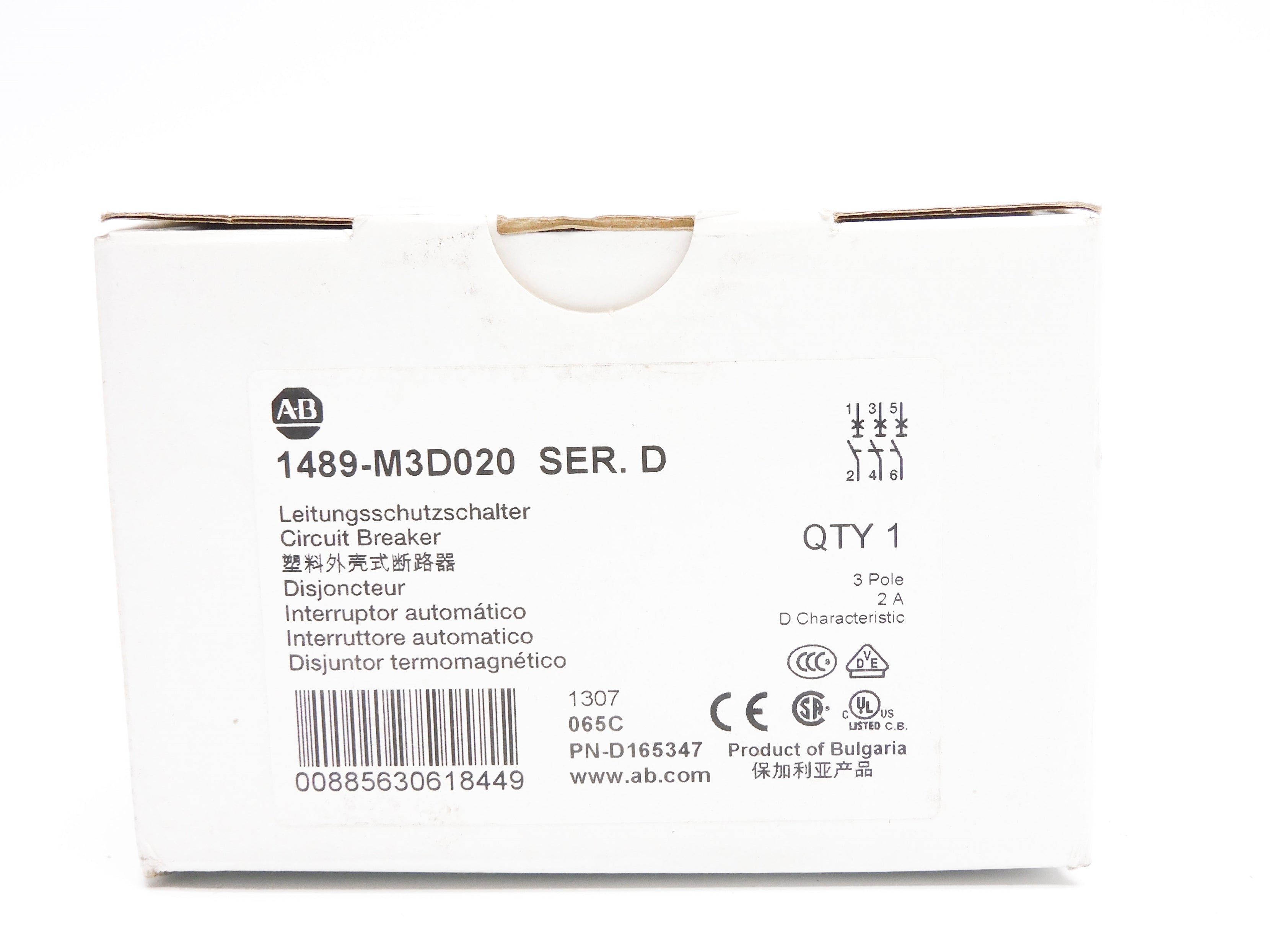 ALLEN BRADLEY 1489-M3D020 SER. D 2A 480/277V (WH) NSMP