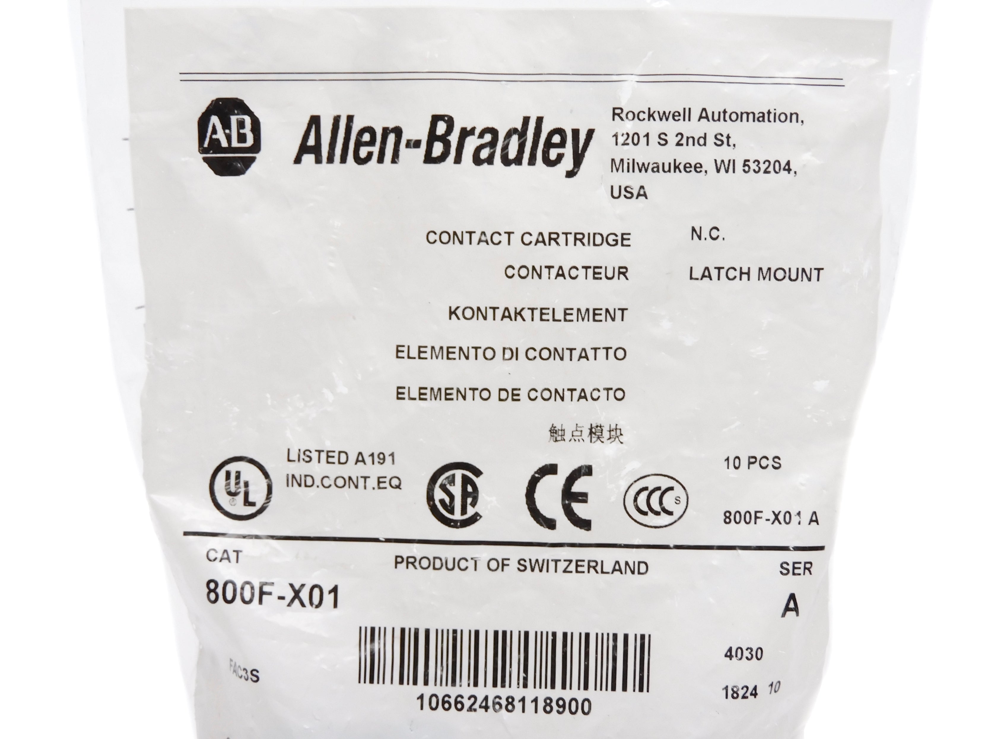 INDUSTRIAL SPARE PART 800F-X01 SER. A (PKG OF 10) NSMP
