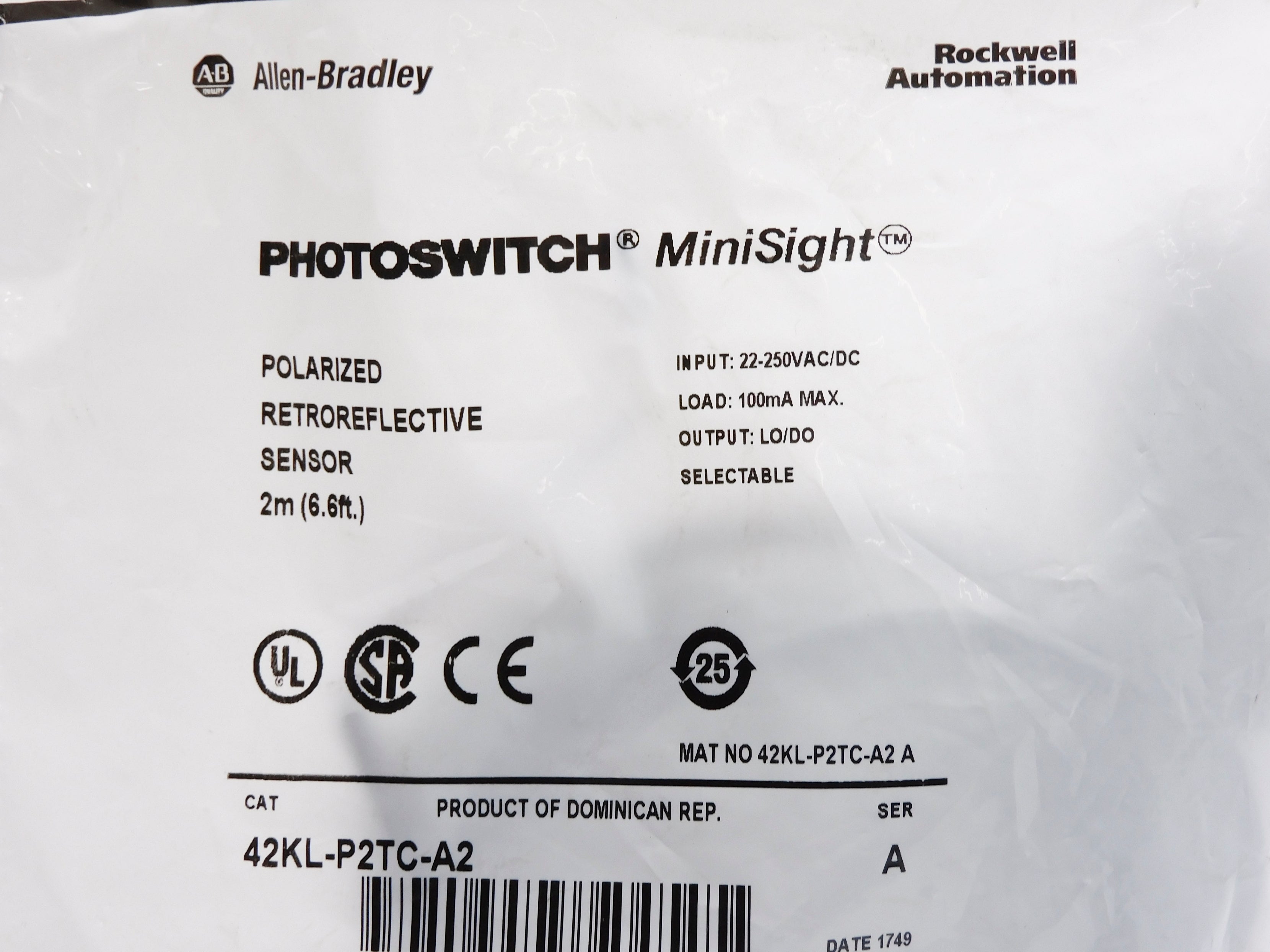 ALLEN BRADLEY 42KL-P2TC-A2 SER. A 22-250VAC/DC NSMP