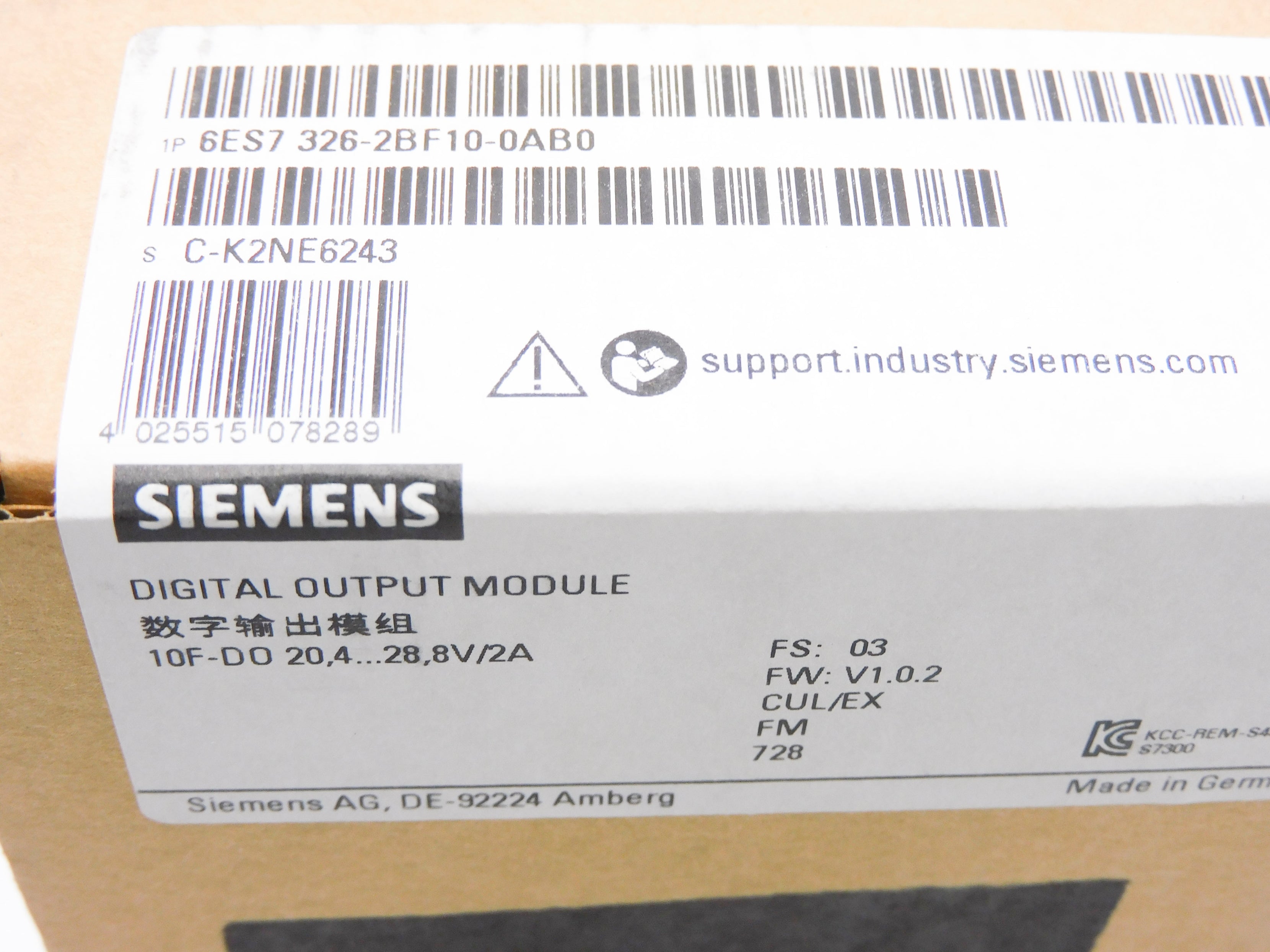 SIEMENS 6ES7326-2BF10-0AB0 20.4-28.8V 2A NSFS