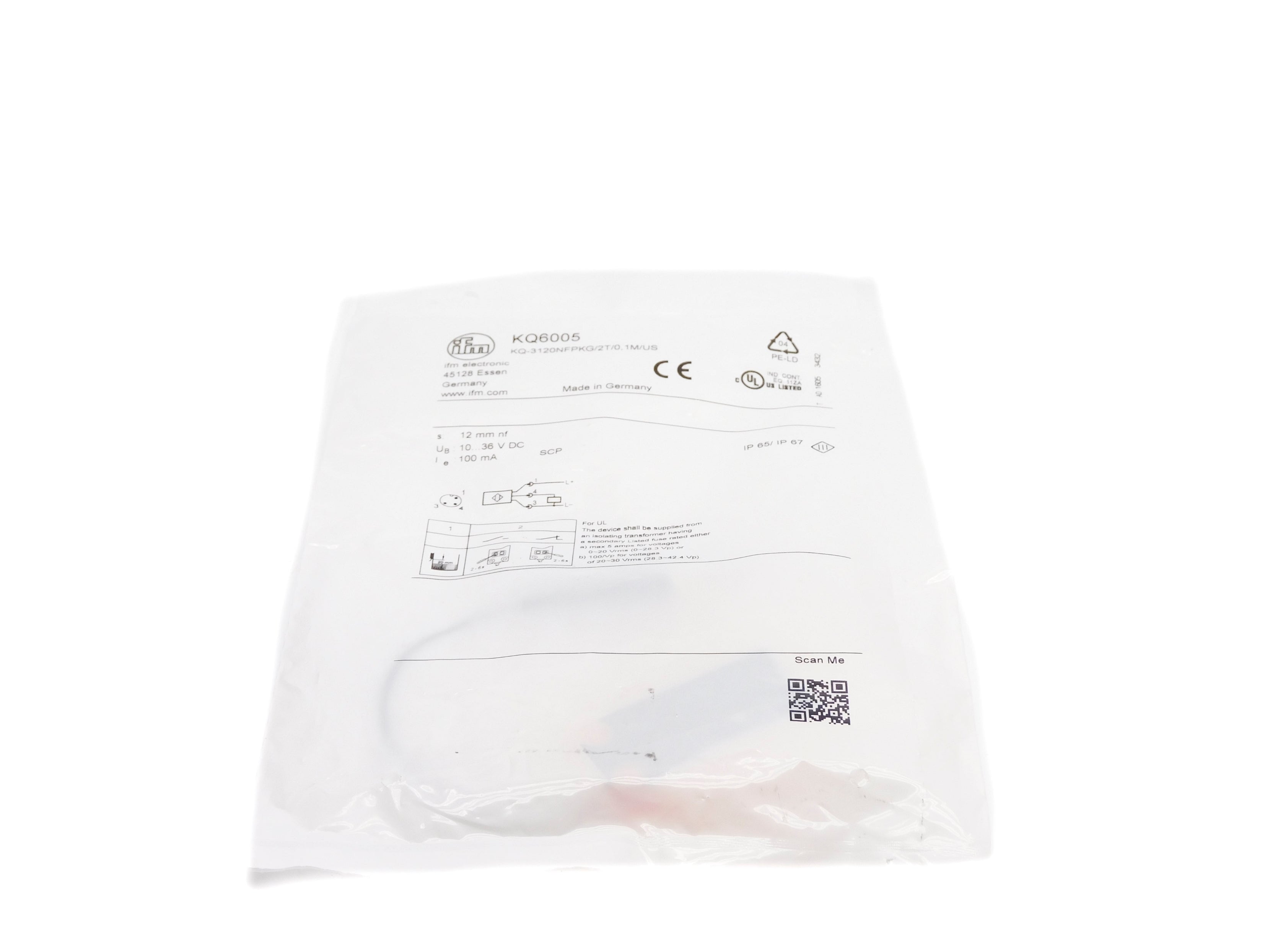 IFM EFECTOR KQ-3120NFPKG/2T/0.1M/US KQ6005 10-36VDC NSMP