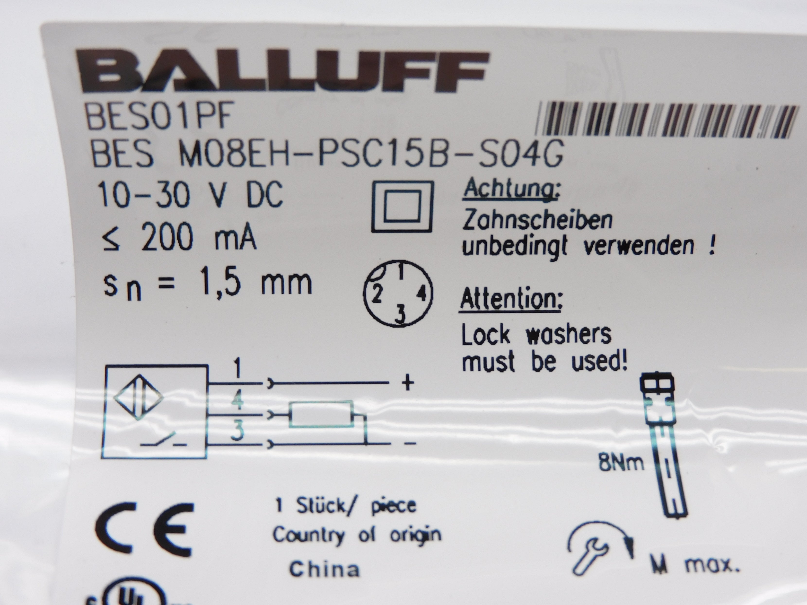 BALLUFF BESM08EH-PSC15B-S04G BES01PF 10-30VDC NSMP