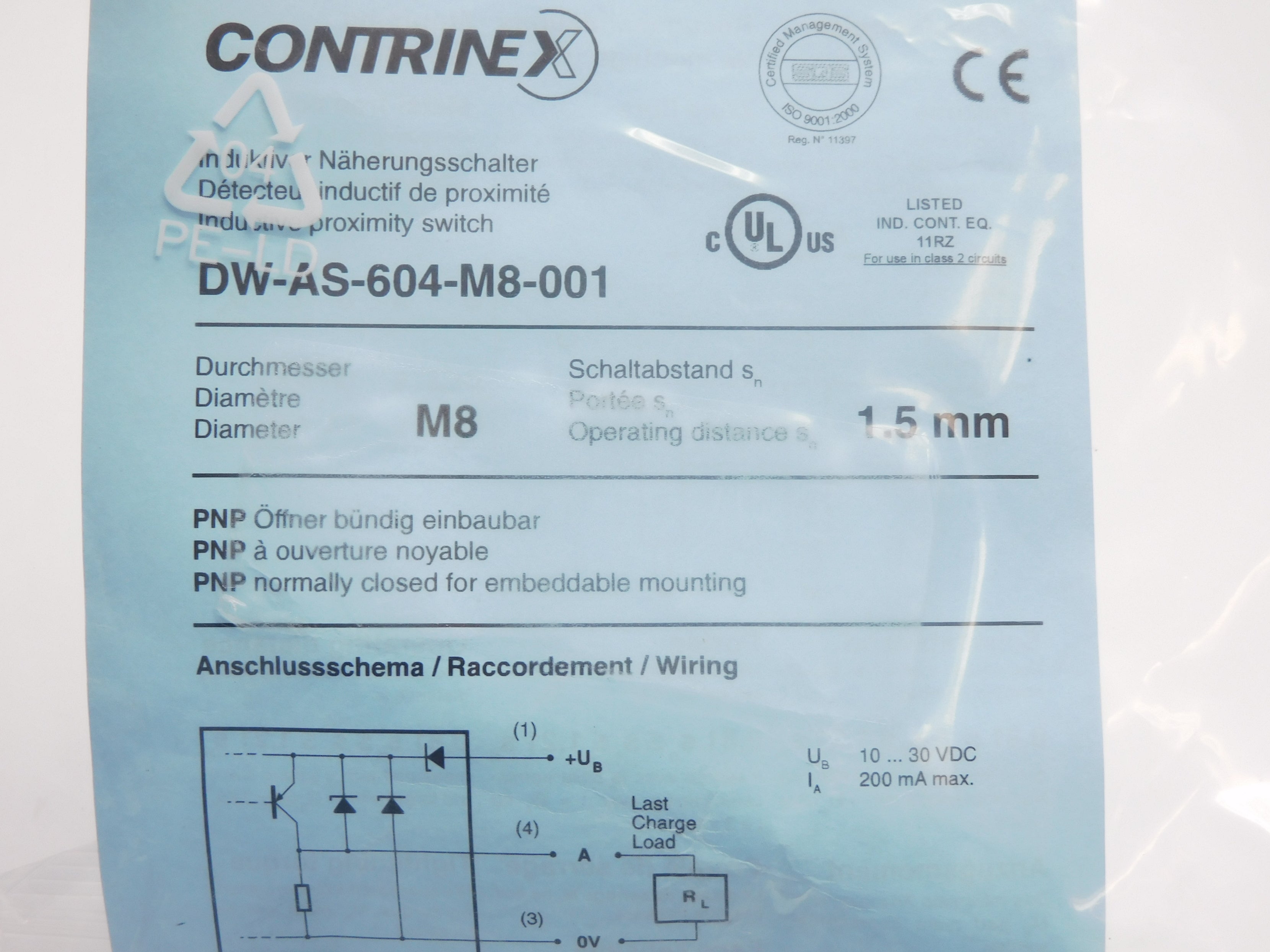 CONTRINEX DW-AS-604-M8-001 10-30VDC NSMP