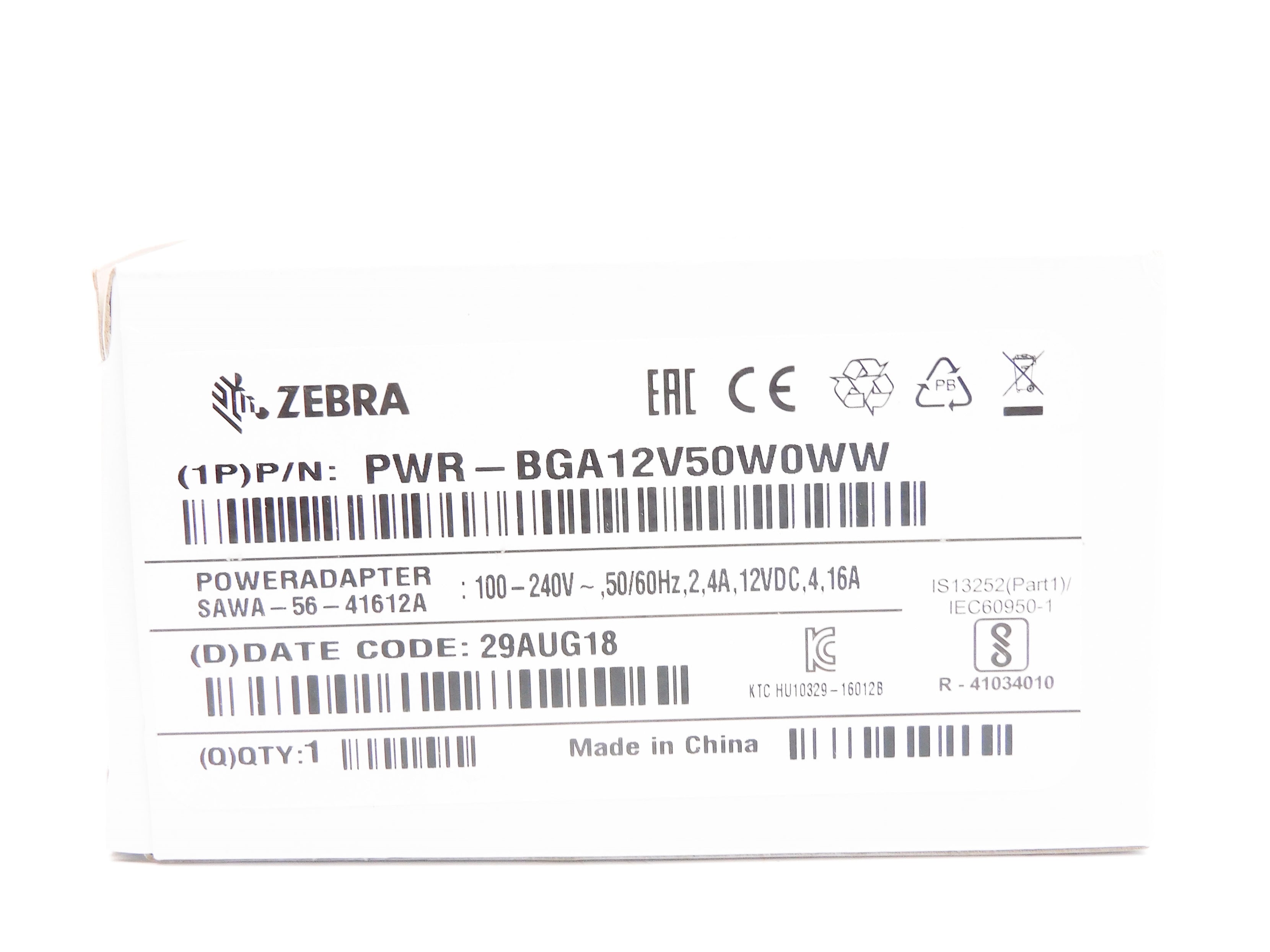 ZEBRA PWR-BGA12V50W0WW 100-240V 2.4A NSMP