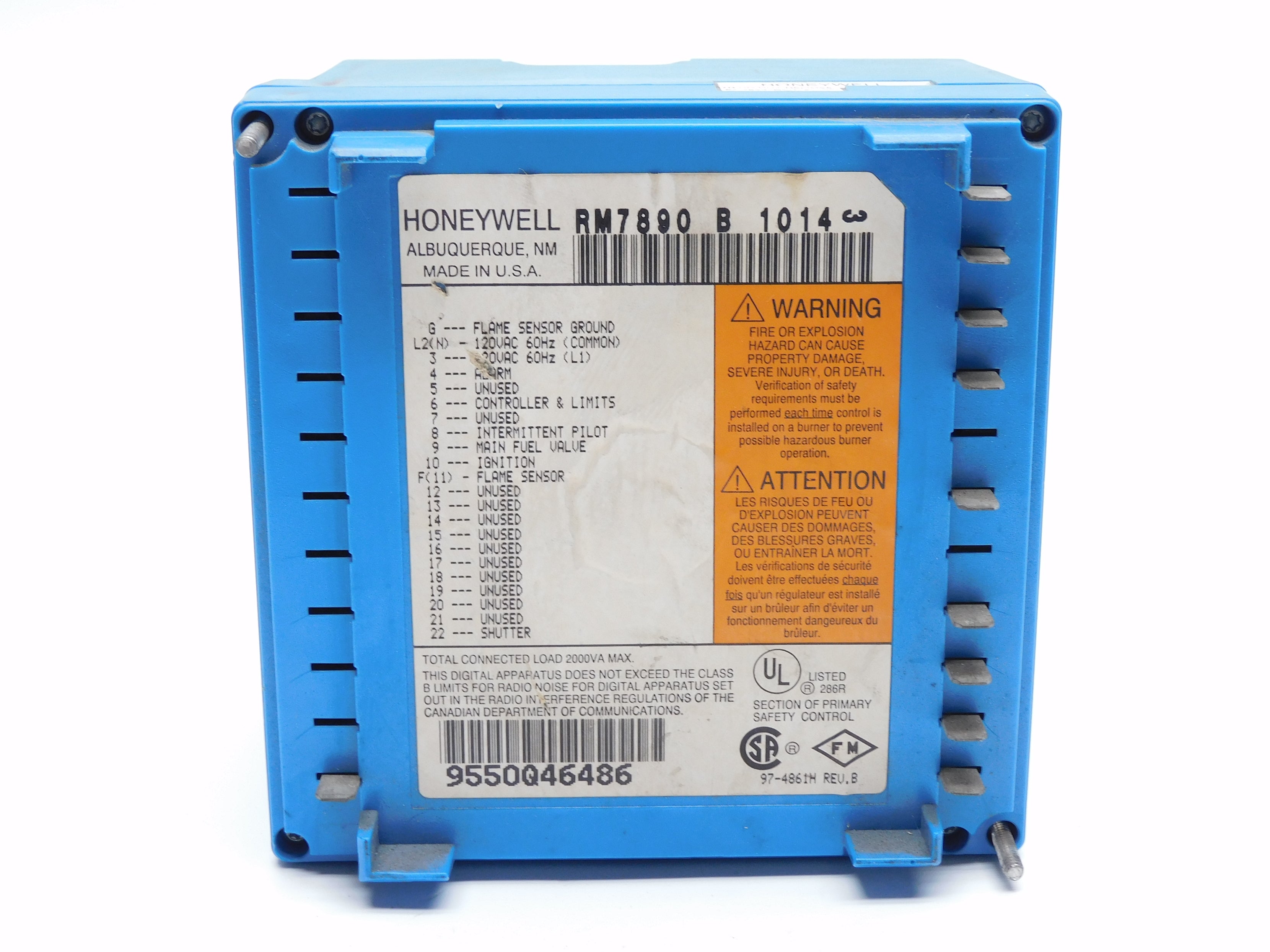 HONEYWELL RM7890B1014 120VAC UNMP