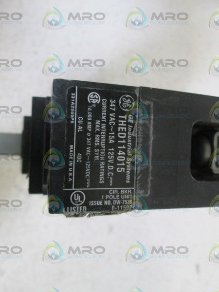 GENERAL ELECTRIC CIRCUIT BREAKER THED114015 (MISSING LUG) NSNP