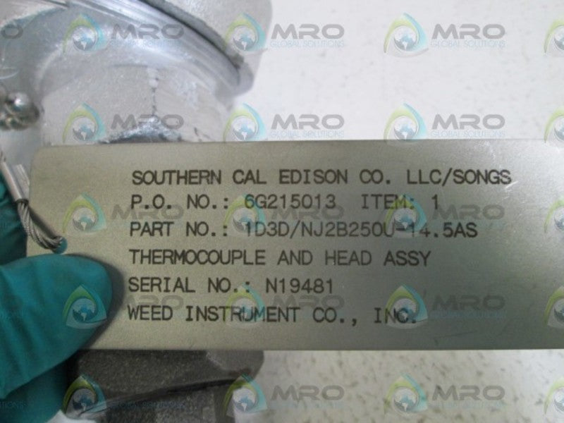 WEED INSTRUMENT CO. HEAD ASSY. 1D3D/NJ2B250U-14.5AS  NSNP