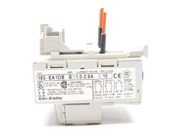 ALLEN BRADLEY 193-EA1DB SER. B 600V 1.0-2.9A NSNP