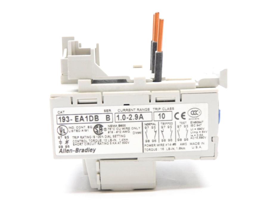 ALLEN BRADLEY 193-EA1DB SER. B 600V 1.0-2.9A NSNP