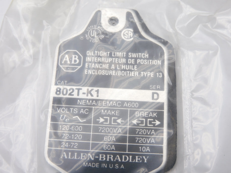 ALLEN BRADLEY 802T-K1 SER. D (WH) NSMP