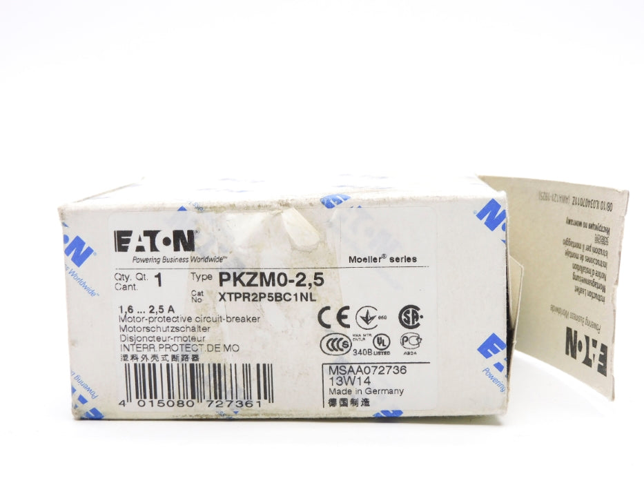 EATON XTPR2P5BC1NL PKZM0-2.5 690V 1.6-2.5A NSMP