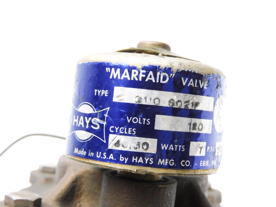 HAYS 31106021F 120V 150PSI 1-1/8" UNMP