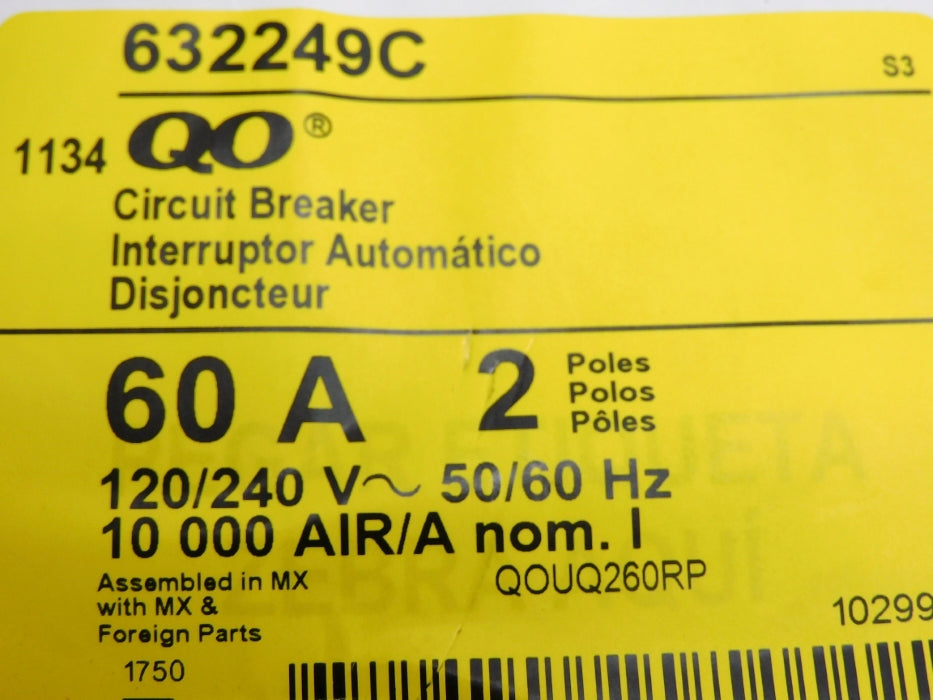 SQUARE D QOUQ260RP 632249C 60A 120/240V (PKG OF 20)  NSFS