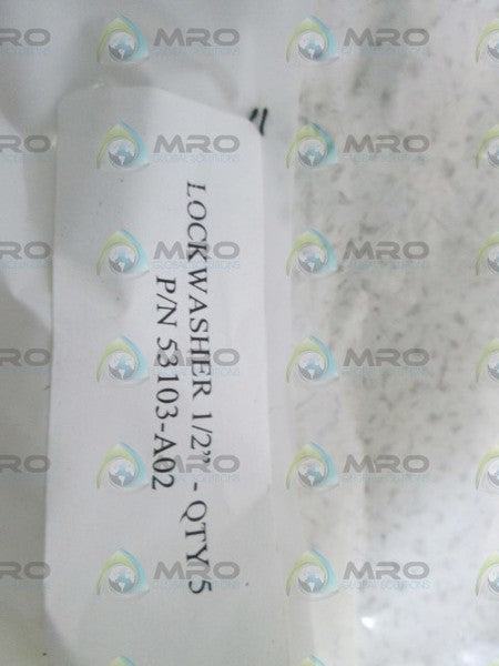 LOT OF 5 LOCKWASHER 1/2" 53103-A02 NSNP IN BAG