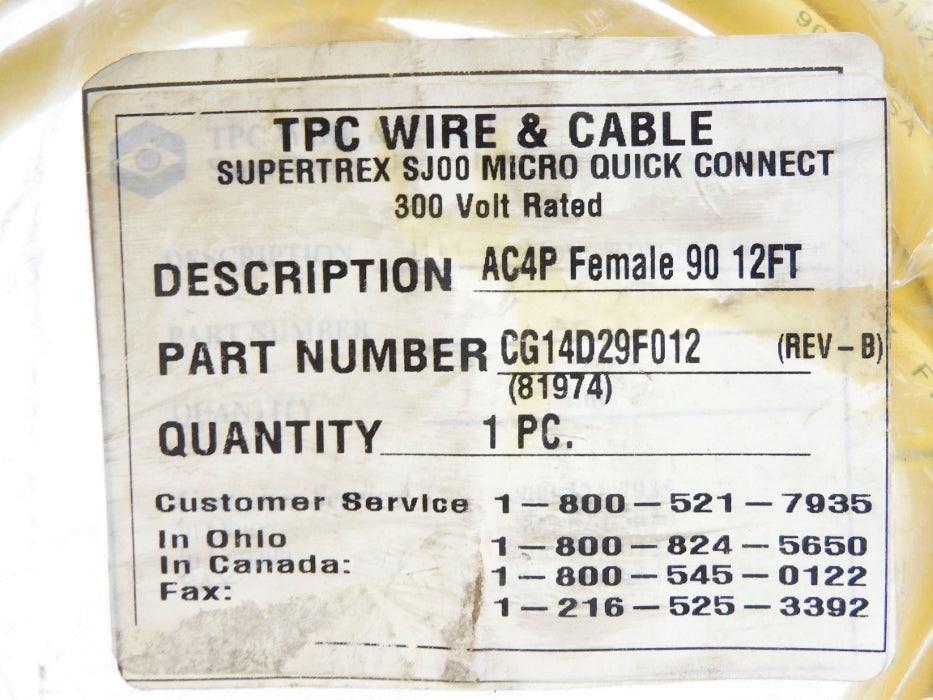 TPC WIRE & CABLE CG14D29F012 NSMP