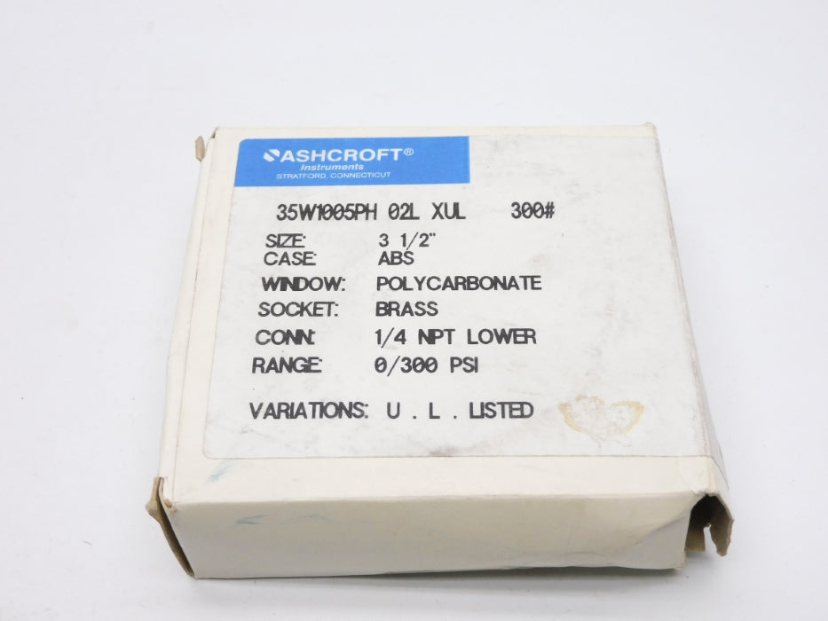 ASHCROFT 35W1005PH02LXUL-300# 0/300PSI NSMP