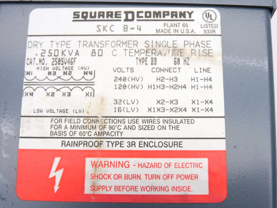 SQUARE D 250SV46F .250KVA NSMP