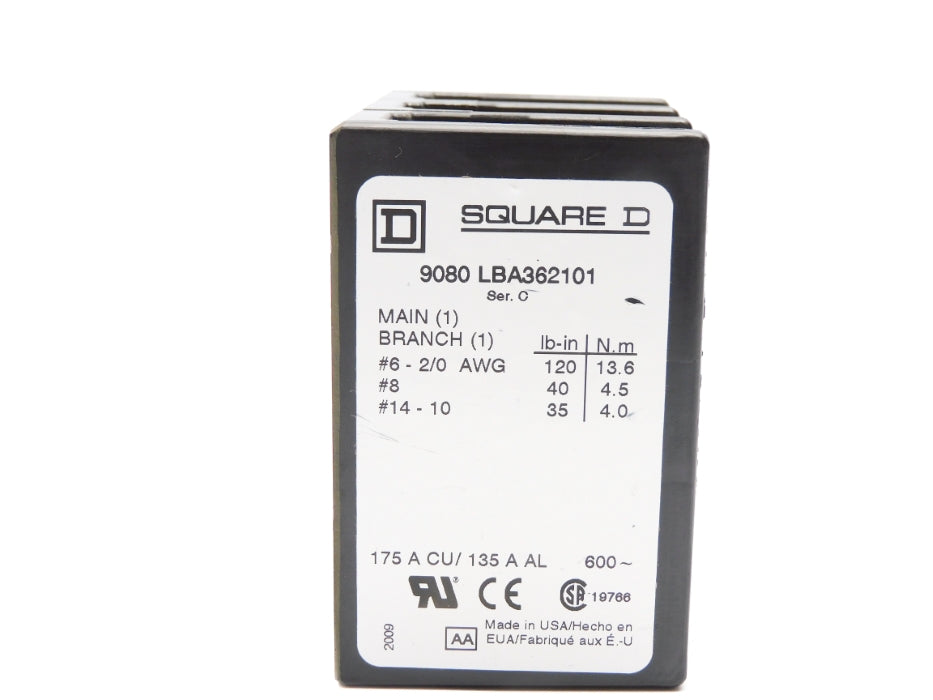 SQUARE D 9080LBA362101 SER. C 600V 175A NSNP