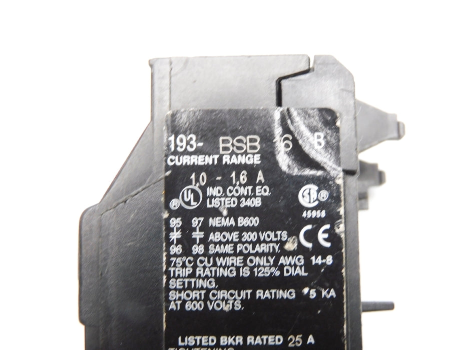 INDUSTRIAL SPARE PART 193-BSB16 SER. B 600V 1.0-1.6A UNMP