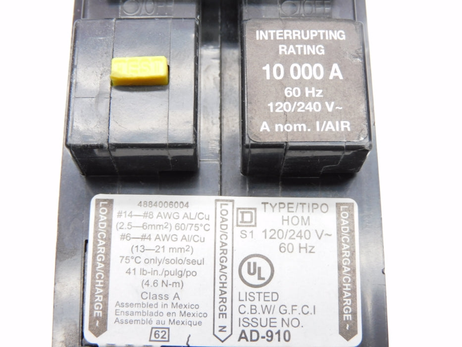 SQUARE D HOM250GFI 120/240V 50A UNMP