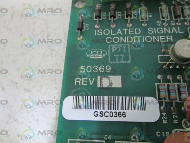 PTI CONTROLS ISOLATED SIGNAL CONDITIONER BOARD 50369 REV. D UNMP