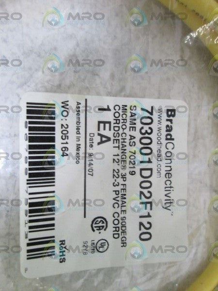 BRAD CONNECTIVITY FEMALE CORD 703001D02F120  NSMP