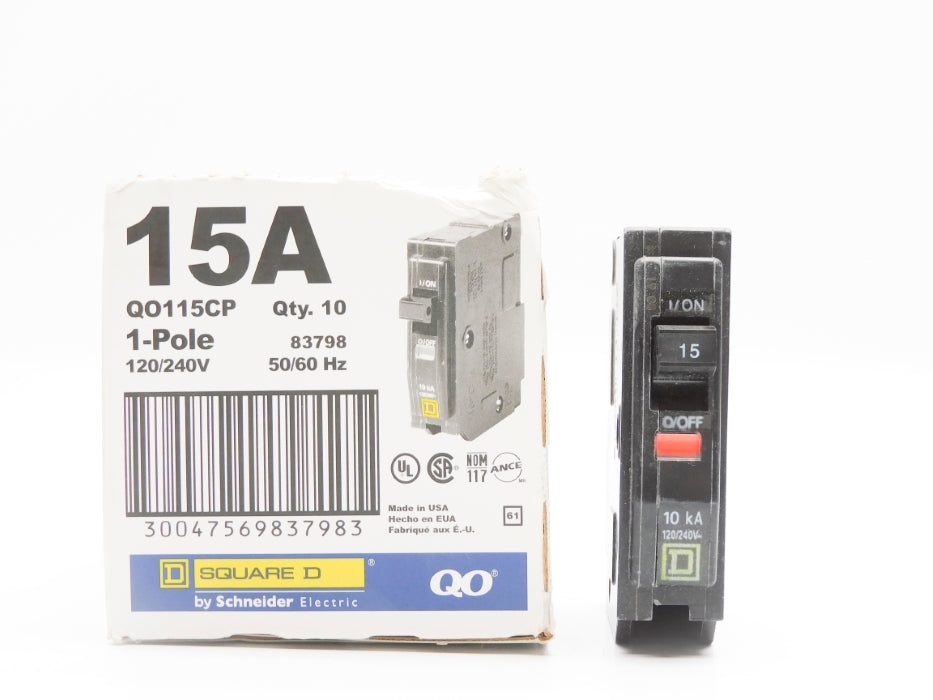 SQUARE D QO115CP 15A 120/240V (PKG OF 10) (AS PICTURED) NSMP