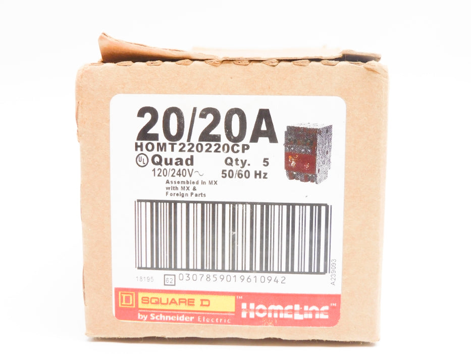 SQUARE D HOMT220220CP 20/20A 120/240V (PKG OF 5) NSMP