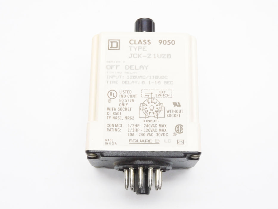 SQUARE D 9050JCK21V20 SER. A 120VAC/110VDC 0.1-10SEC UNMP