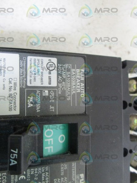 FUJI ELECTRIC CIRCUIT BREAKER SA103BAUL75 NSNP