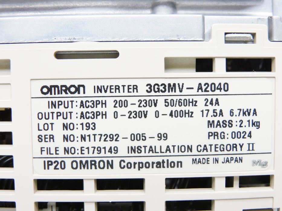 OMRON 3G3MV-A2040 200-230V 24A  NSMP