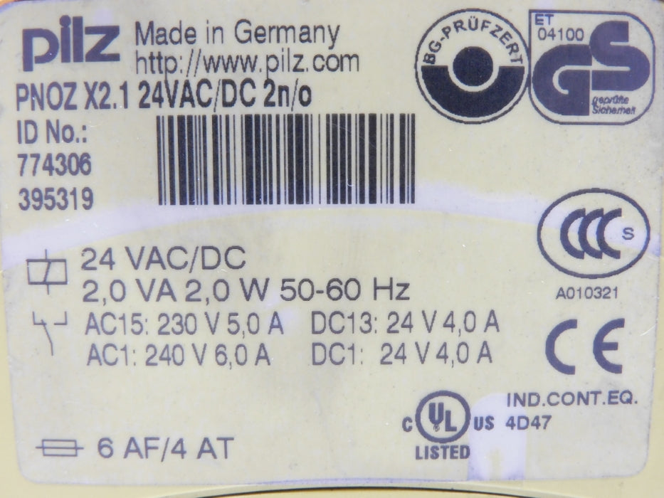 PILZ PNOZX2.124VAC/DC2N/O 774306 24VAC/DC UNMP