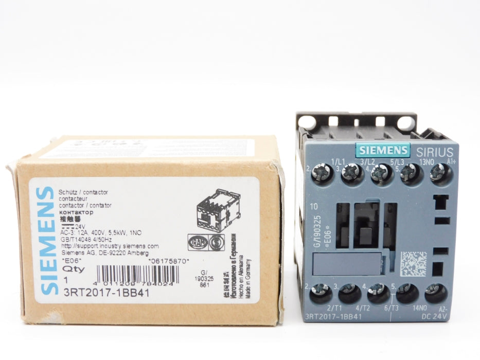 SIEMENS 3RT2017-1BB41 24VDC 22A NSMP