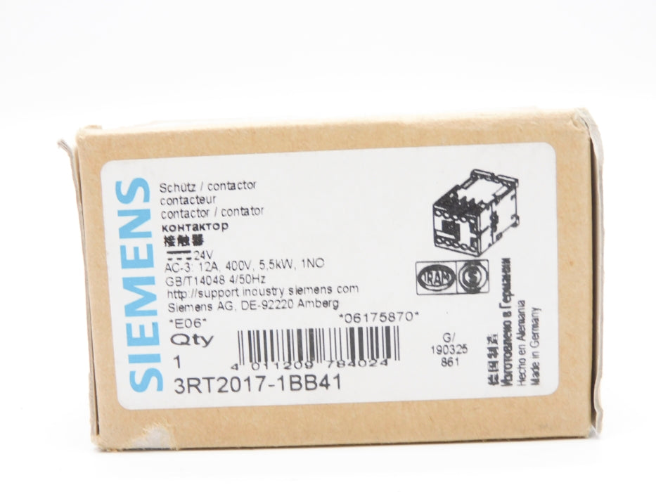SIEMENS 3RT2017-1BB41 24VDC 22A NSMP