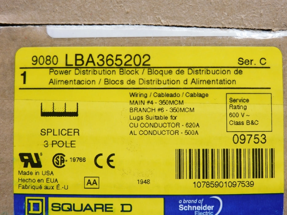 SQUARE D 9080LBA365202 SER. C 600V 620A NSMP