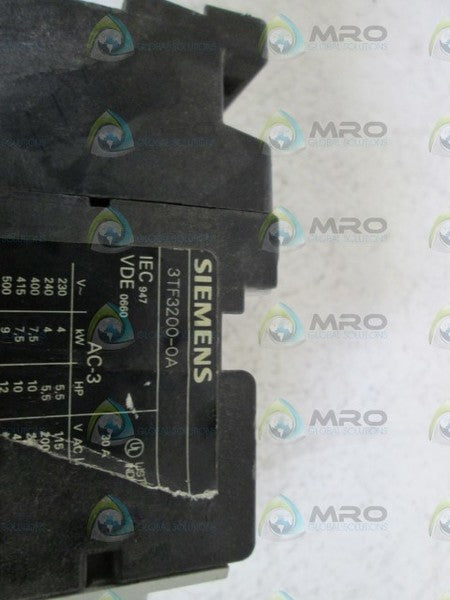SIEMENS CONTACTOR 3TF200-0A UNMP