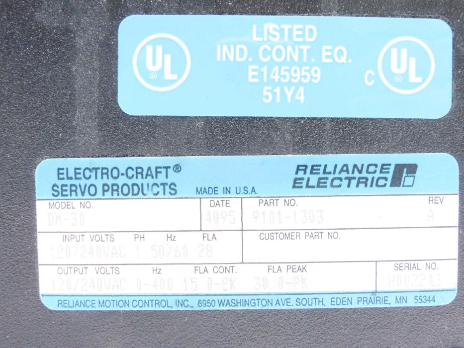 RELIANCE ELECTRIC DM-30 9101-1303 (AS PICTURED) UNMP