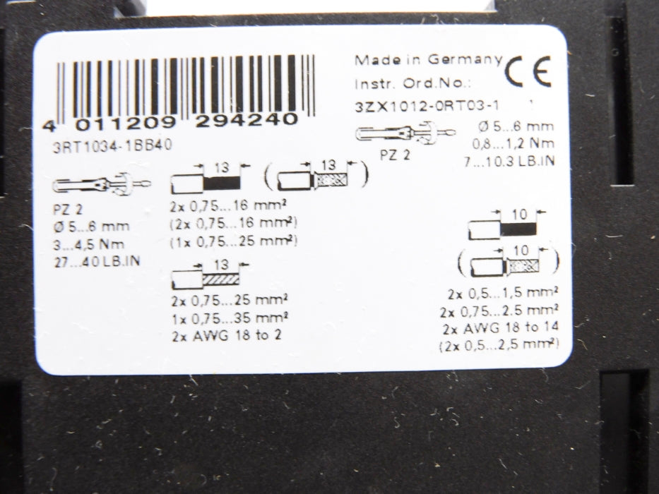 SIEMENS 3RT1034-1BB40 24VDC NSNP