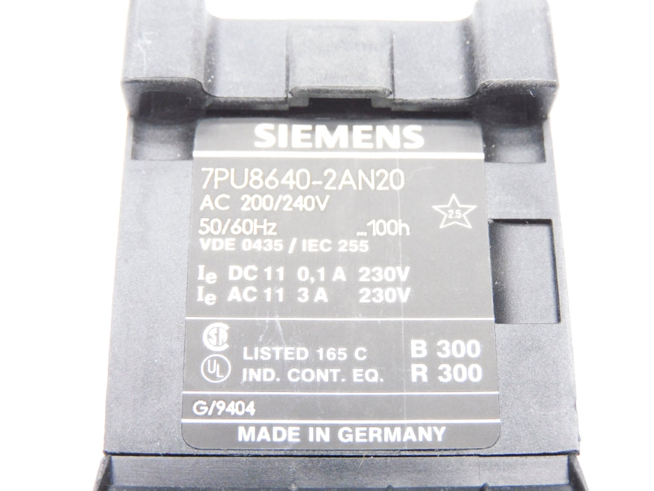 SIEMENS 7PU8640-2AN20 200/240VAC 10S-100H UNMP