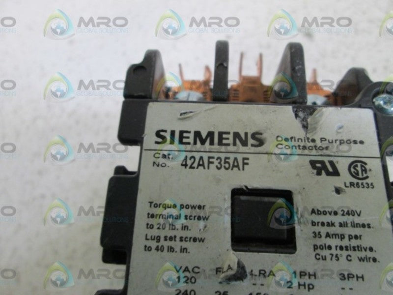 SIEMENS CONTACTOR 42AF35AF UNMP