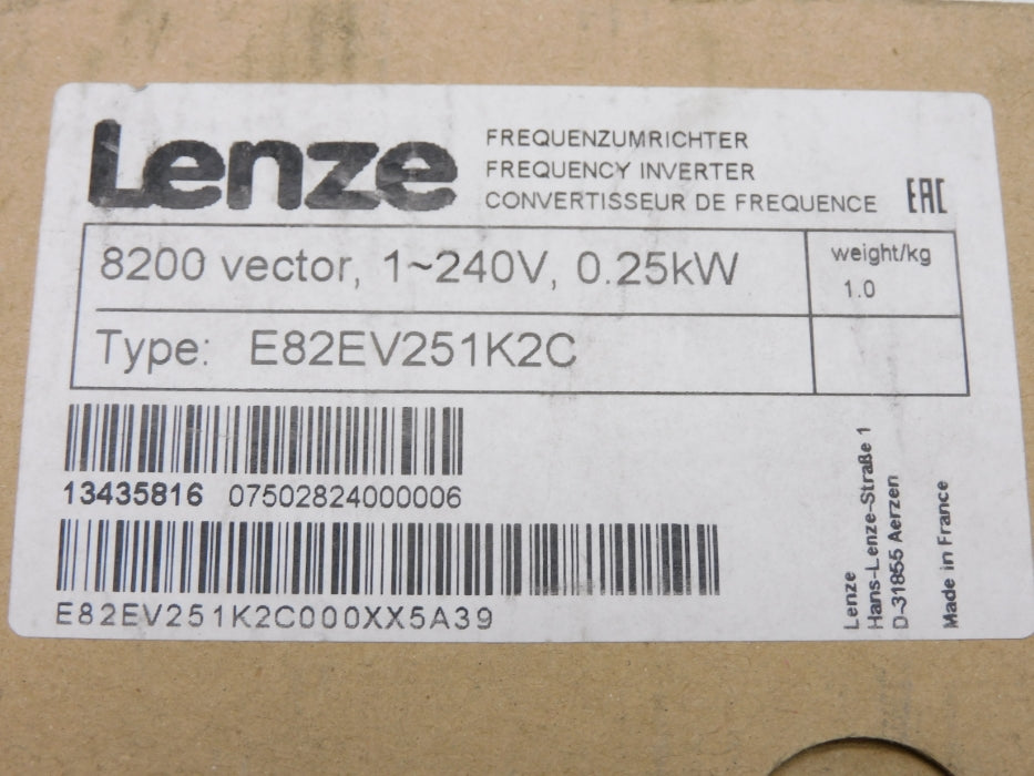 LENZE E82EV251K2C 13564186 230/240V 3.4A NSMP