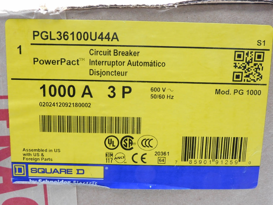 SQUARE D PGL36100U44A 600V 1000A NSFS